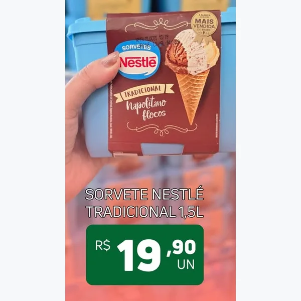 Sorvete Tradicional Napolitano Nestlé 1,5 L