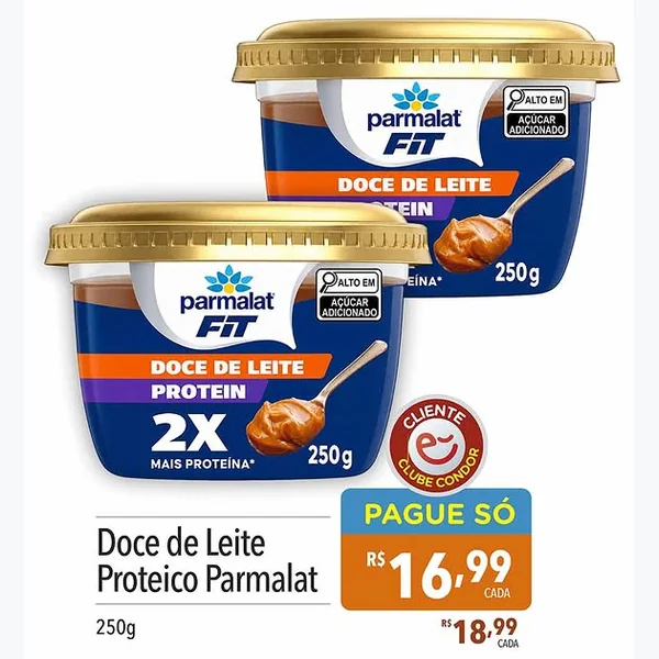 Recorte do encarte de Doce de Leite Proteico Parmalat 250 g