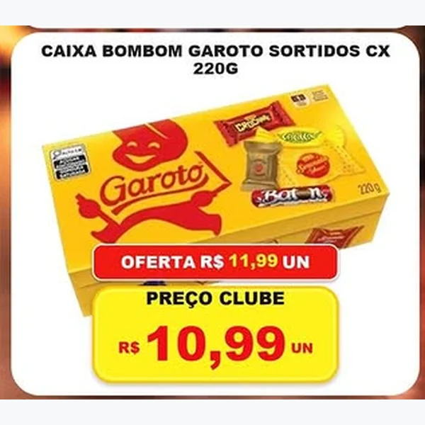 Caixa Bombom Sortidos Garoto 220 g