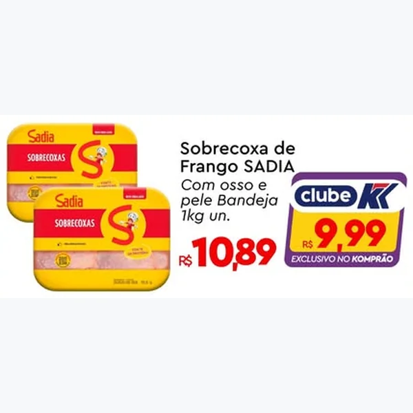 Recorte do encarte de Sobrecoxa de Frango com Osso e Pele Sadia 1 kg
