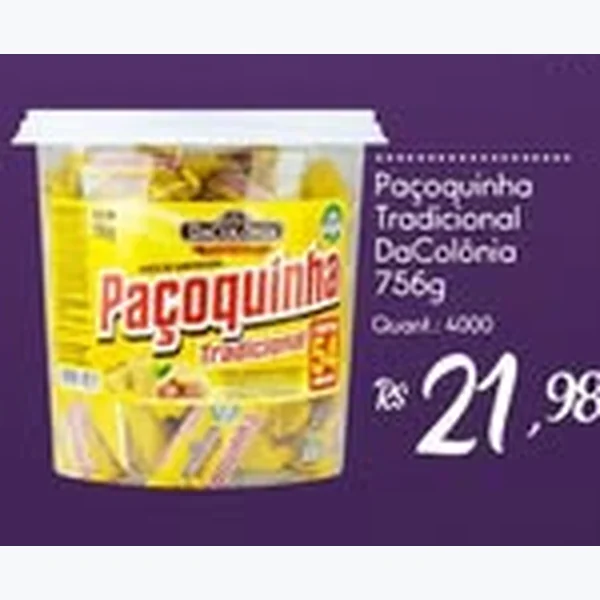 Recorte do encarte de Paçoquinha Tradicional DaColônia 756 g