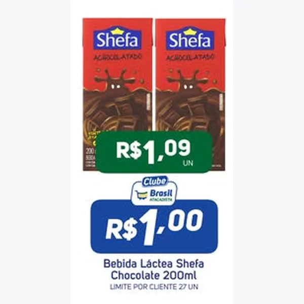 Recorte do encarte de Bebida Láctea Chocolate Shefa 200 ml