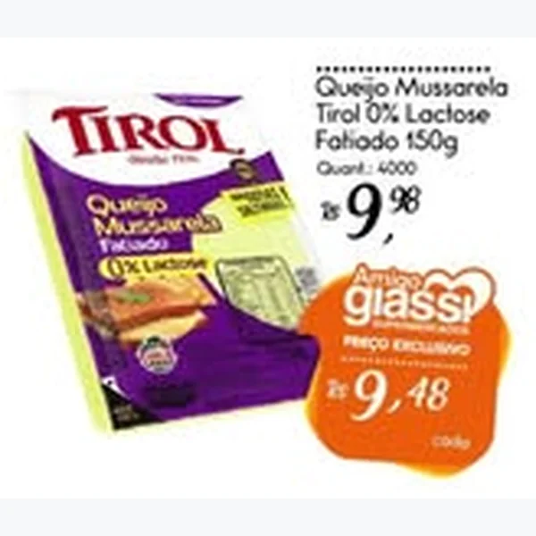 Queijo Mussarela Fatiado Tirol 150 g
