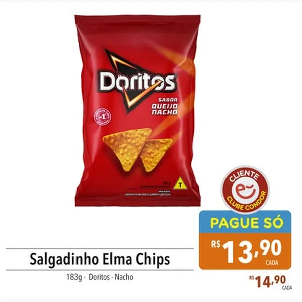 Recorte do encarte de Salgadinho Nacho Doritos 183 g