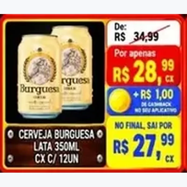 Recorte do encarte de Cerveja Burguesa 12 un × 350 ml