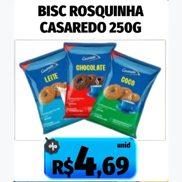 Recorte do encarte de Biscoito Rosquinha Coco Casaredo 250 g