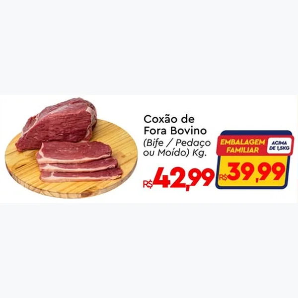 Recorte do encarte de Coxão de Fora Bovino (bife / Pedaço Ou Moído)