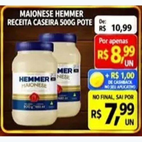 Recorte do encarte de Maionese Receita Caseira Hemmer 500 g