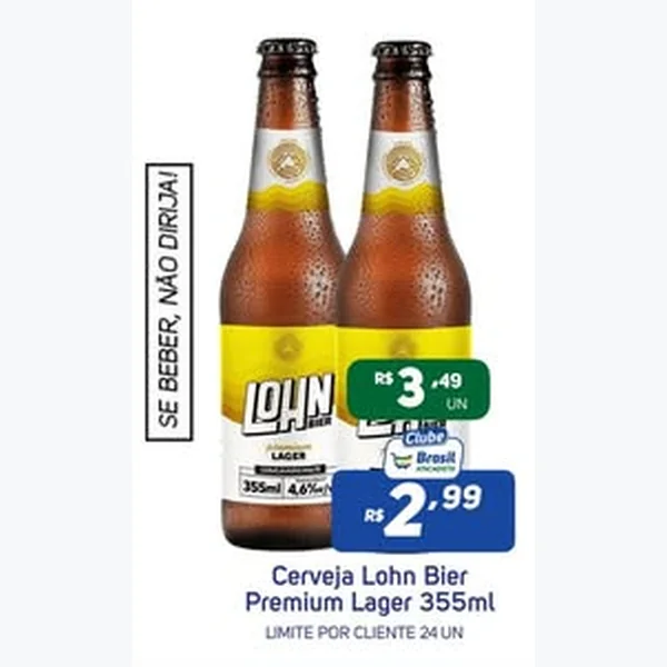 Recorte do encarte de Cerveja Premium Lager Lohn Bier 355 ml
