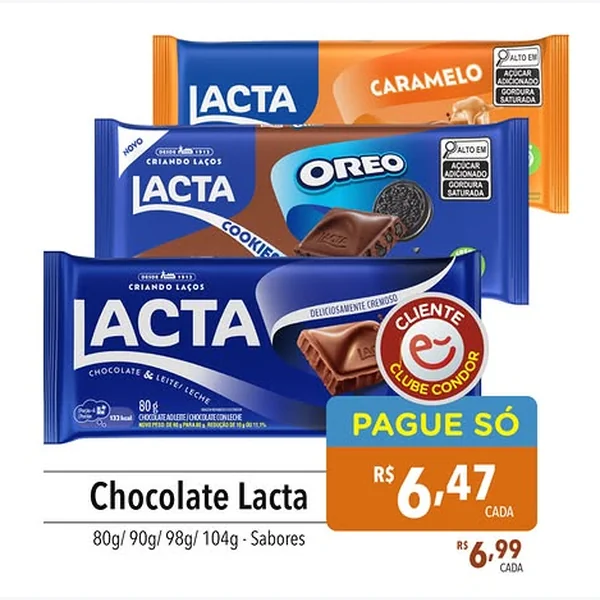 Recorte do encarte de Chocolate Lacta 90 g