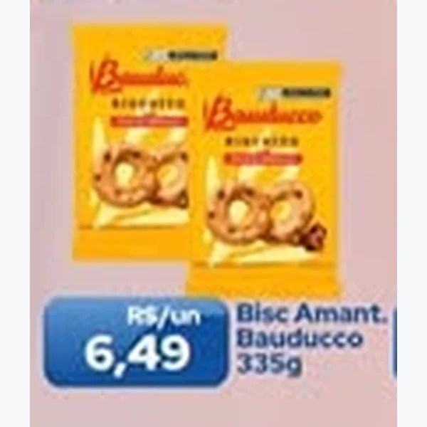 Recorte do encarte de Biscoito Amanteigado Bauducco 335 g