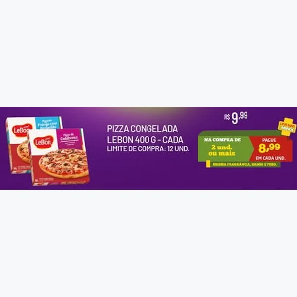 Recorte do encarte de Pizza Congelada LeBon 400 g