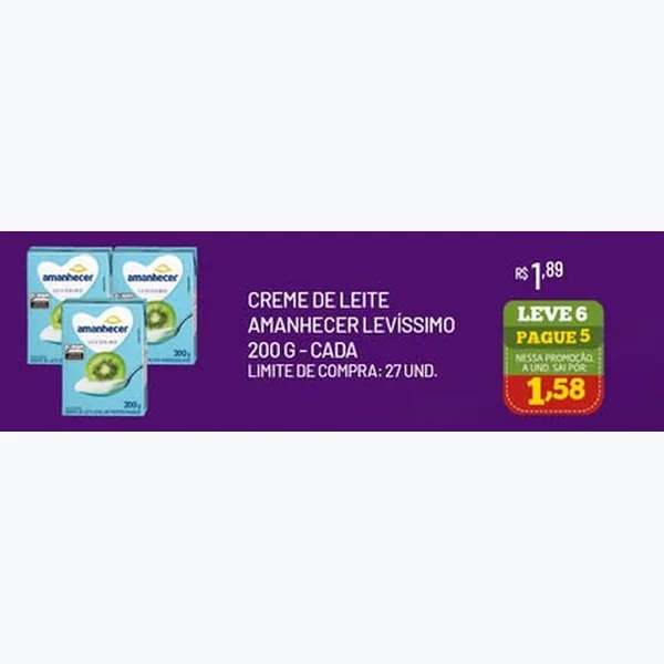 Creme de Leite Levíssimo Amanhecer 200 g