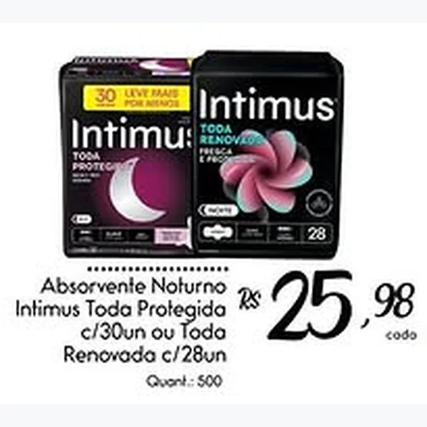 Absorvente Noturno Toda Protegida Intimus 30 un