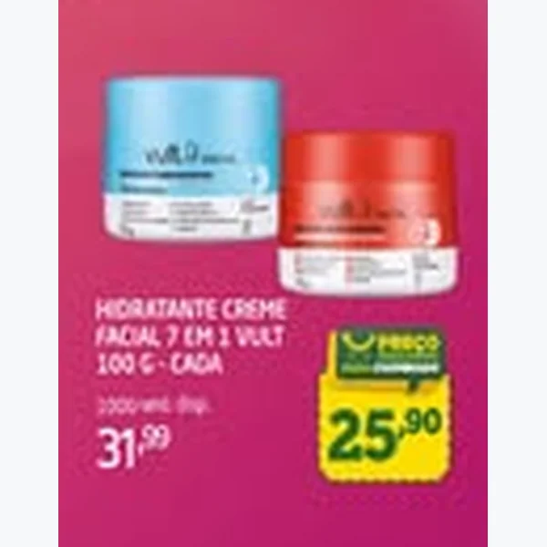 Recorte do encarte de Hidratante Creme Facial 7 em 1 Vult 100 g