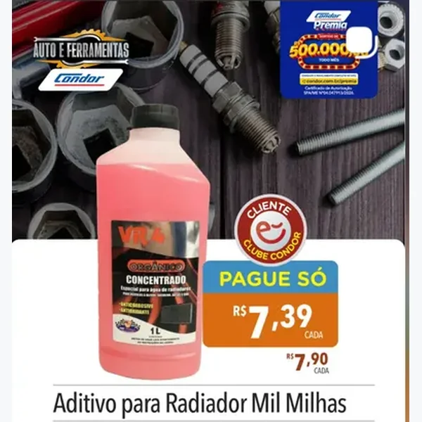 Recorte do encarte de Aditivo para Radiador Orgânico Concentrado Mil Milhas 1 L