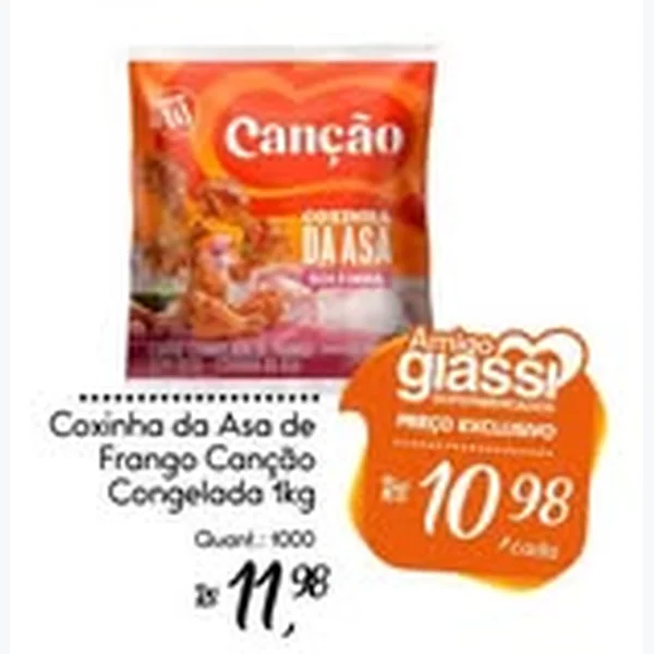Recorte do encarte de Coxinha da Asa de Frango Congelada Canção 1 kg