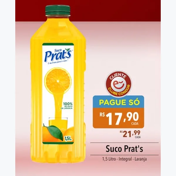 Recorte do encarte de Suco Integral de Laranja Prat's 1,5 L