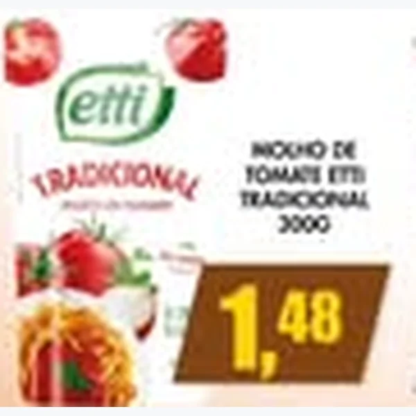 Recorte do encarte de Molho de Tomate Tradicional Etti 300 g