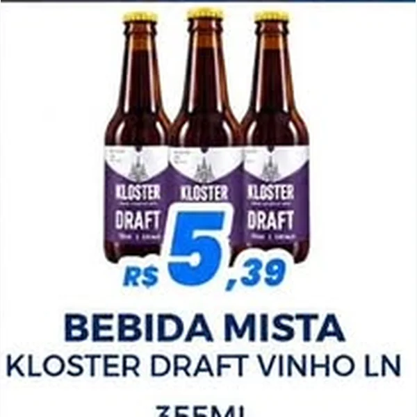 Recorte do encarte de Bebida Mista Draft Vinho Kloster 355 ml