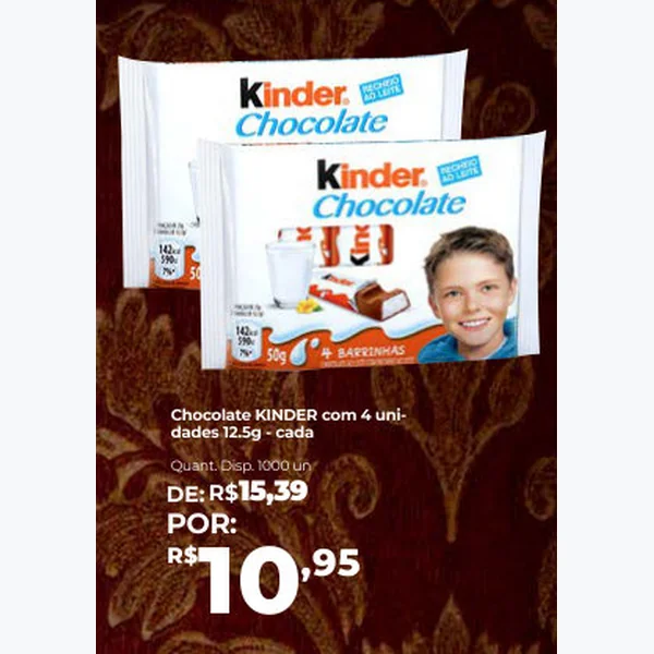 Recorte do encarte de Chocolate Kinder 4 un × 12,5 g