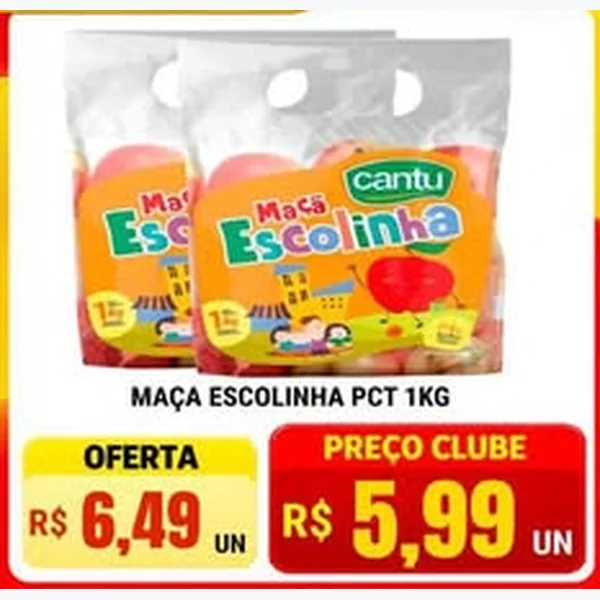 Recorte do encarte de Maçã Escolinha Cantu 1 kg