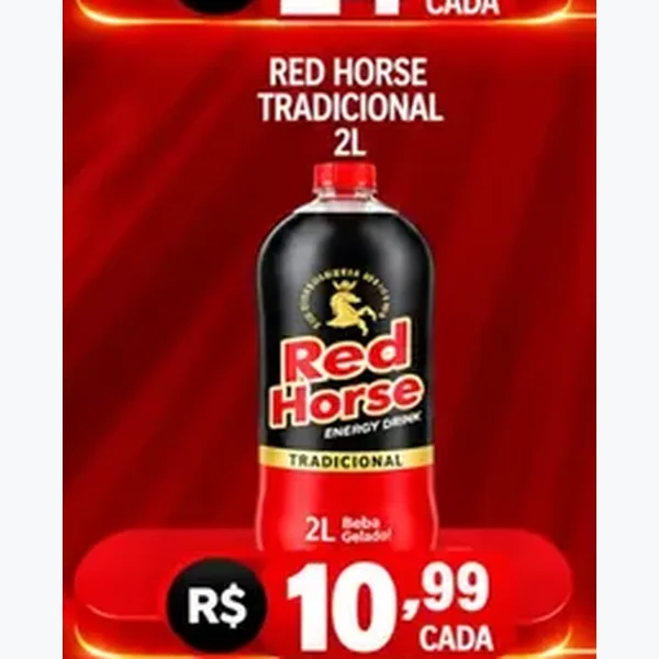 Recorte do encarte de Energético Tradicional Red Horse 2 L