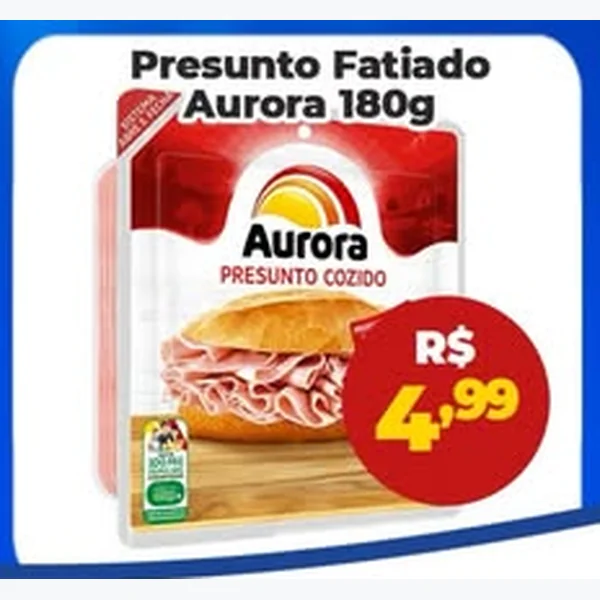 Recorte do encarte de Presunto Fatiado Aurora 180 g