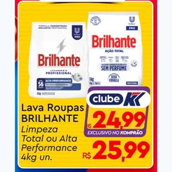 Recorte do encarte de Lava Roupas Limpeza Total Brilhante 4 kg