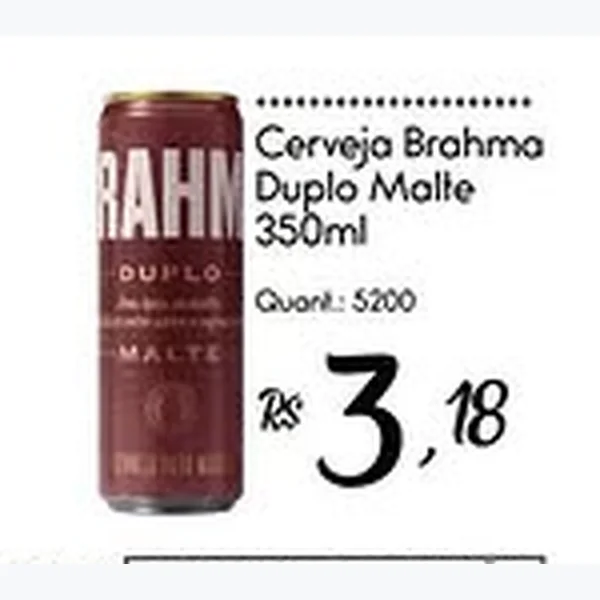 Recorte do encarte de Cerveja Duplo Malte Brahma 350 ml