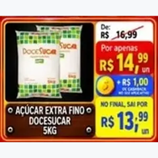Recorte do encarte de Açúcar Extra Fino Docesucar 5 kg