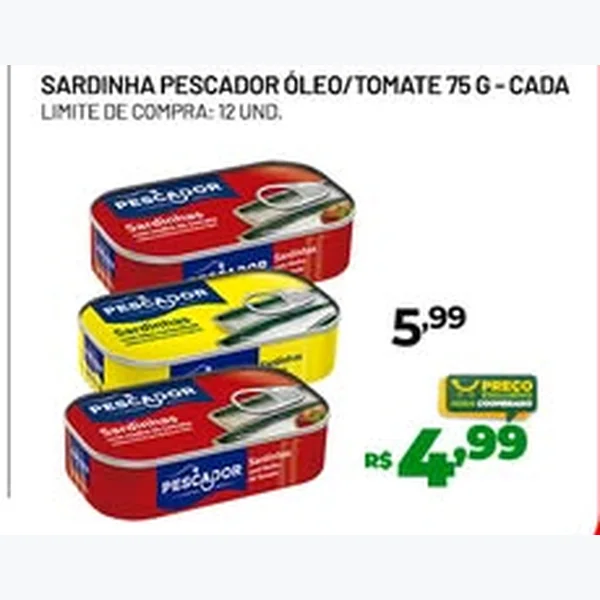Recorte do encarte de Sardinha em Tomate Pescador 75 g