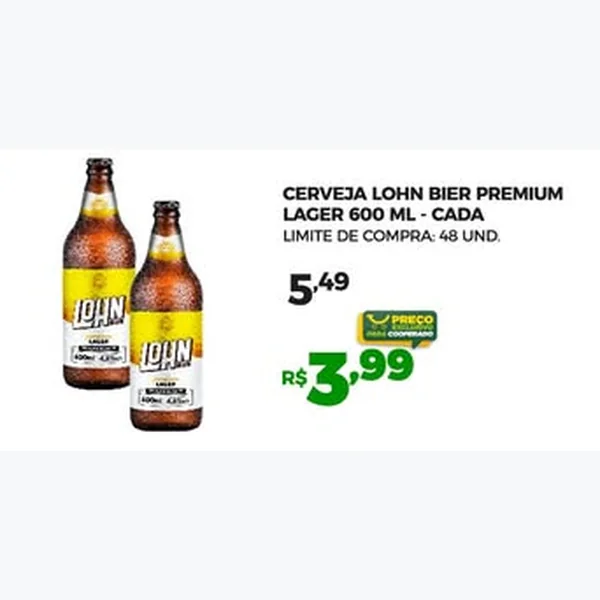 Cerveja Premium Lager Lohn Bier 600 ml