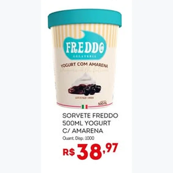Recorte do encarte de Sorvete Yogurt com Amarena Freddo 500 ml