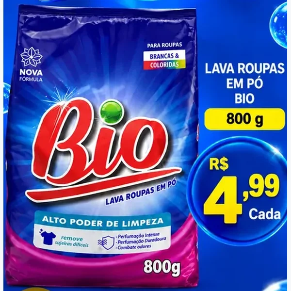 Recorte do encarte de Lava Roupas em Pó Bio 800 g