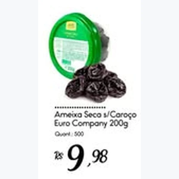 Recorte do encarte de Ameixa Seca S/caroço Euro Company 200 g