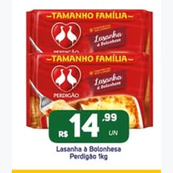 Recorte do encarte de Lasanha À Bolonhesa Perdigão 1 kg