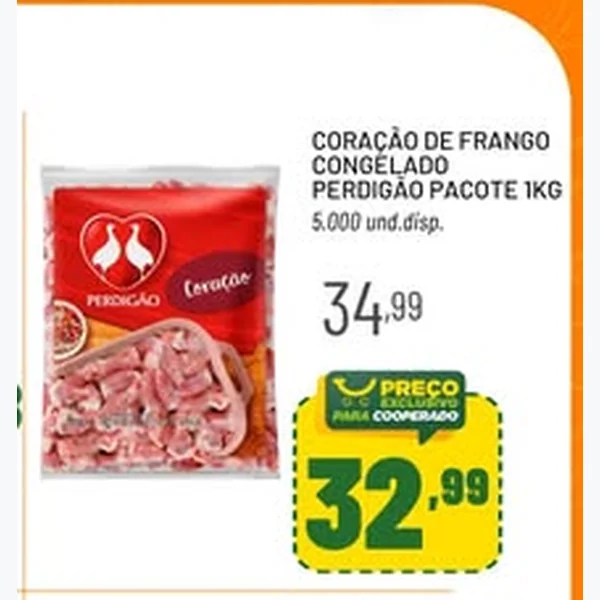 Recorte do encarte de Coração de Frango Congelado Perdigão 1 kg