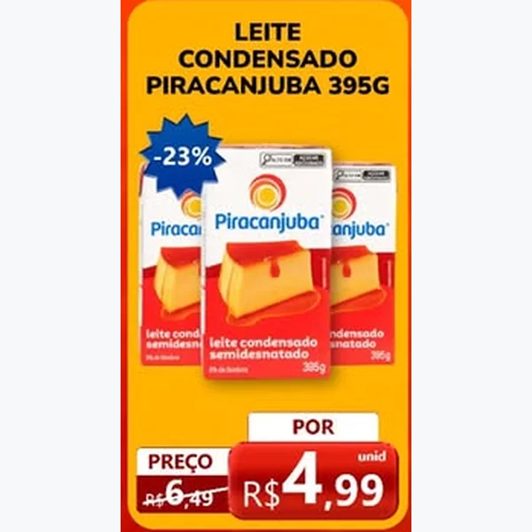 Recorte do encarte de Leite Condensado Piracanjuba 395 g