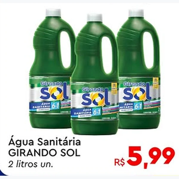 Recorte do encarte de Água Sanitária Girando Sol 2 L