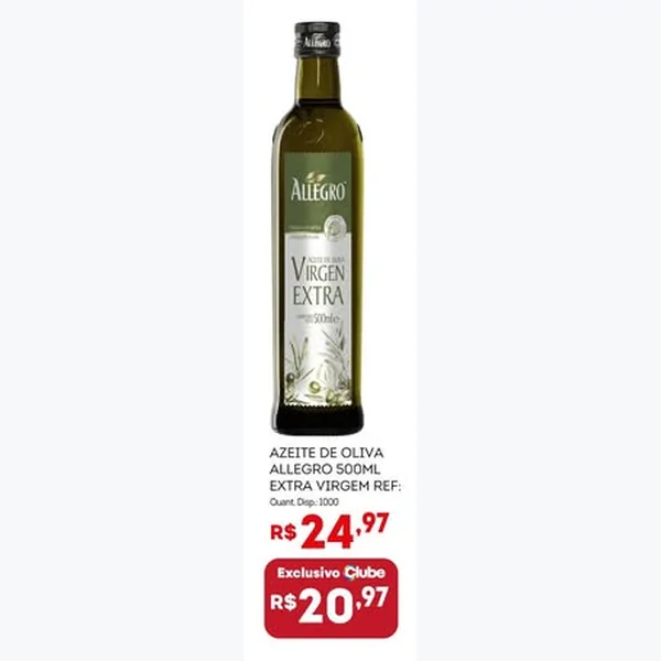 Recorte do encarte de Azeite de Oliva Extra Virgem Allegro 500 ml