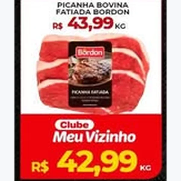 Recorte do encarte de Picanha Bovina Fatiada Bordon