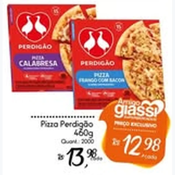Recorte do encarte de Pizza Frango com Bacon Perdigão 460 g