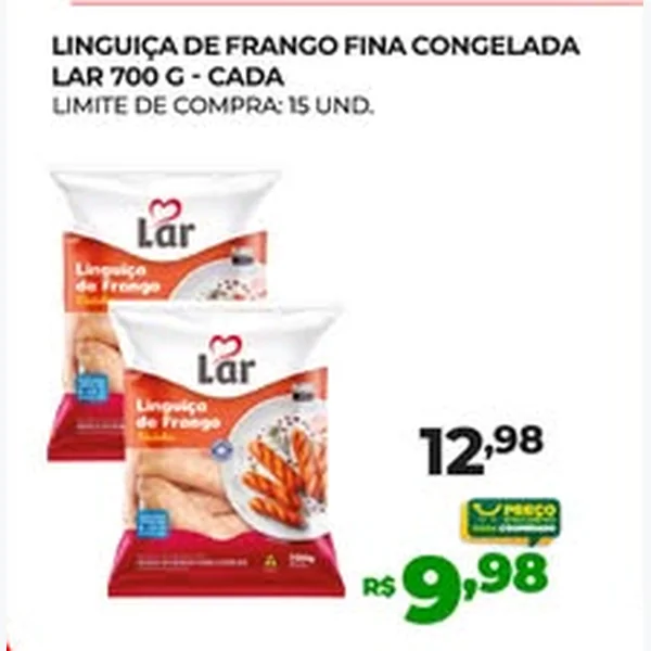Linguiça de Frango Fina Congelada Lar 700 g