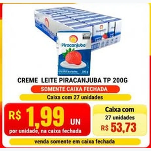 Recorte do encarte de Creme de Leite Piracanjuba 27 un × 200 g