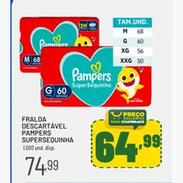 Recorte do encarte de Fralda Descartável Supersecquinha Pampers
