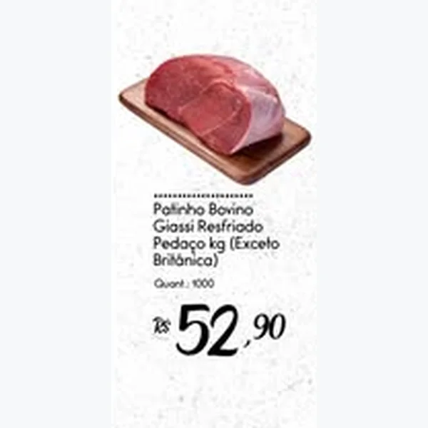 Recorte do encarte de Patinho Bovino Resfriado Pedaço Giassi