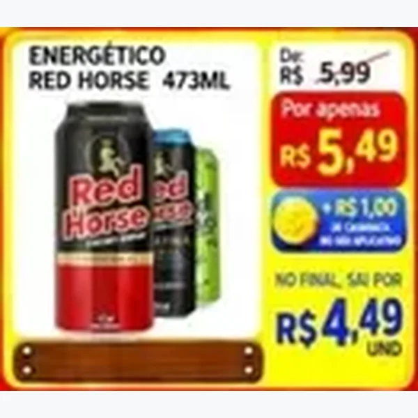 Recorte do encarte de Energético Red Horse 473 ml