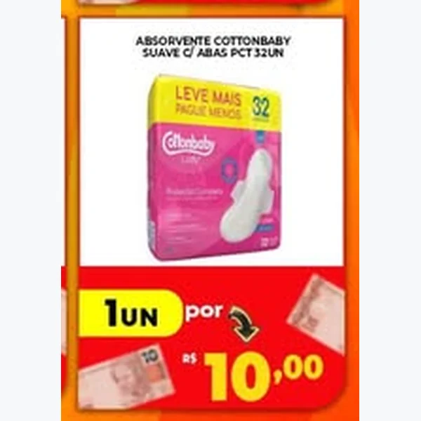 Absorvente Suave C/ Abas Cottonbaby 32 un