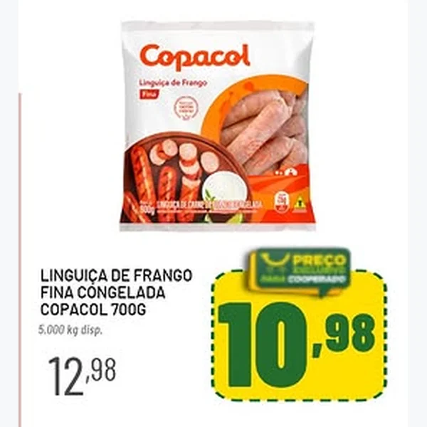 Linguiça de Frango Fina Congelada Copacol 700 g
